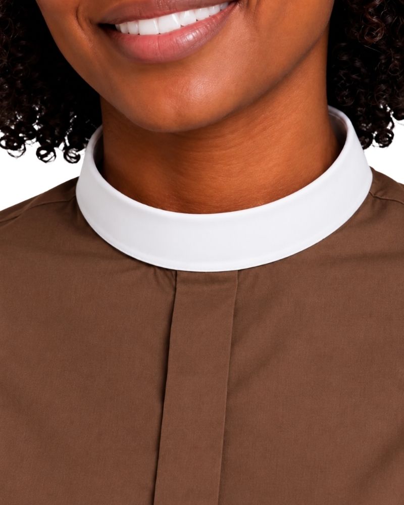 Brown Bended Collar Full Sleeves Clergy Shirt