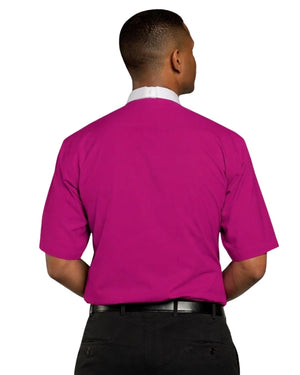 Man wearing a Purple shirt and black pants on a white background