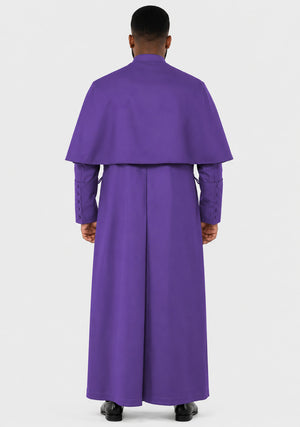 Man wearing a purple liturgical vestment on a white background