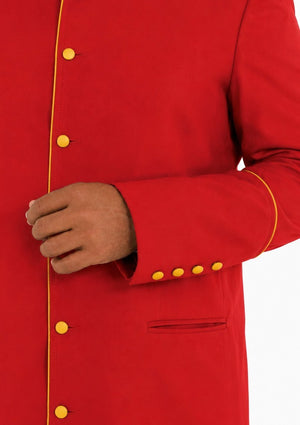 Red robe with yellow buttons on a white background