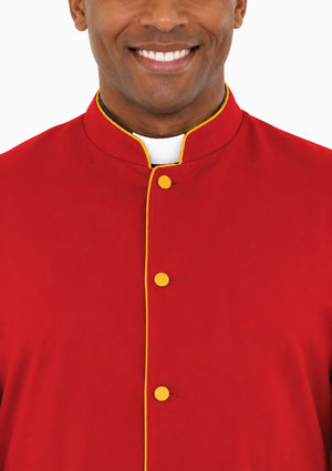 Red robe with yellow buttons on a white background