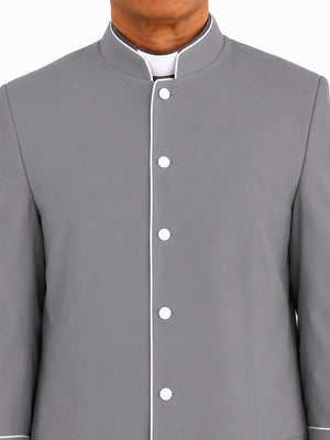 Gray robe with white buttons on a white background