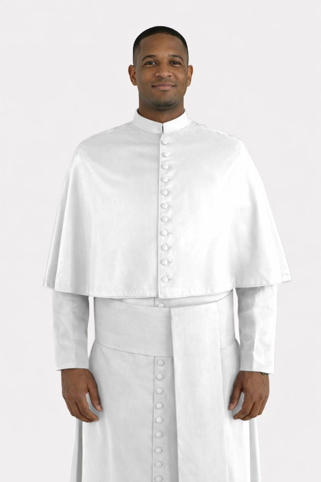 Men’s White Saint Cassock with Shoulder Cape