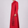 Man wearing a red robe with a white background