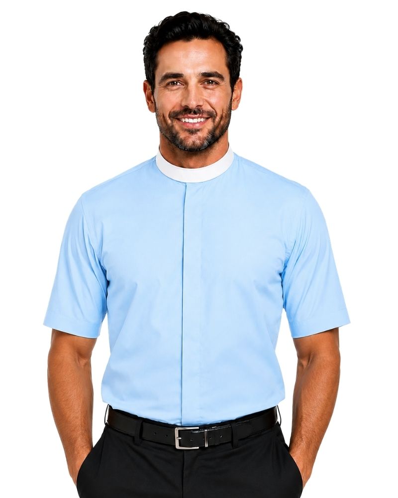 Clergy Light Blue Shirt for Professional Church Wear – Holy Clergy Shop