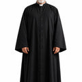 Man wearing a black robe on a white background