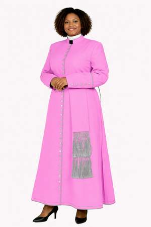 Women wearing a pink robe with a white background
