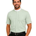 Light Green Bended Collar Short Sleeves Clergy Shirt
