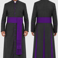 Priestly robe with purple accents worn by a man on a white background