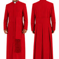 Red religious robe with front and back views on a white background