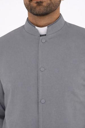 Gray robe with button details on a white background