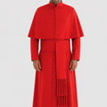 Man wearing a red religious robe with a stole on a white background