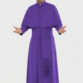 Man wearing a purple religious robe on a white background