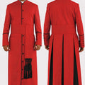 Red robe with black accents on a white background