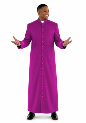 Man wearing a purple robe on a white background