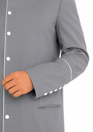 Gray robe with white buttons on a white background