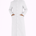 Man wearing a long white robe on a white background