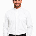 Man wearing a white dress shirt and black pants on a white background