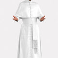 Man wearing a white religious robe with a stole on a white background