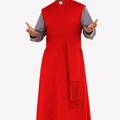 Man wearing a red cassock with a white background