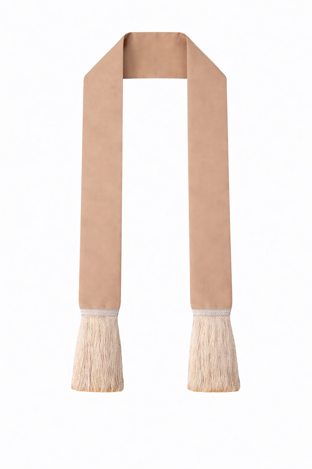 Beige sash with trim on a white background